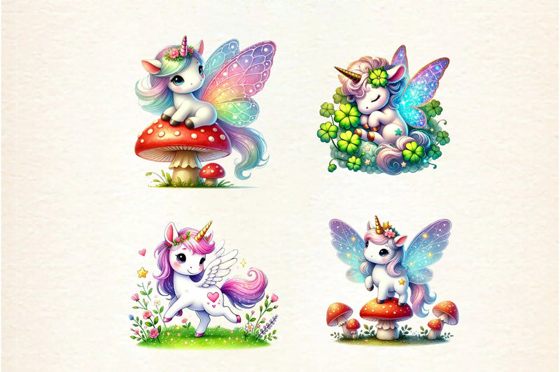 Cute Fairy Unicorn Clipart Bundle - CraftNest - Digital Crafting and Art