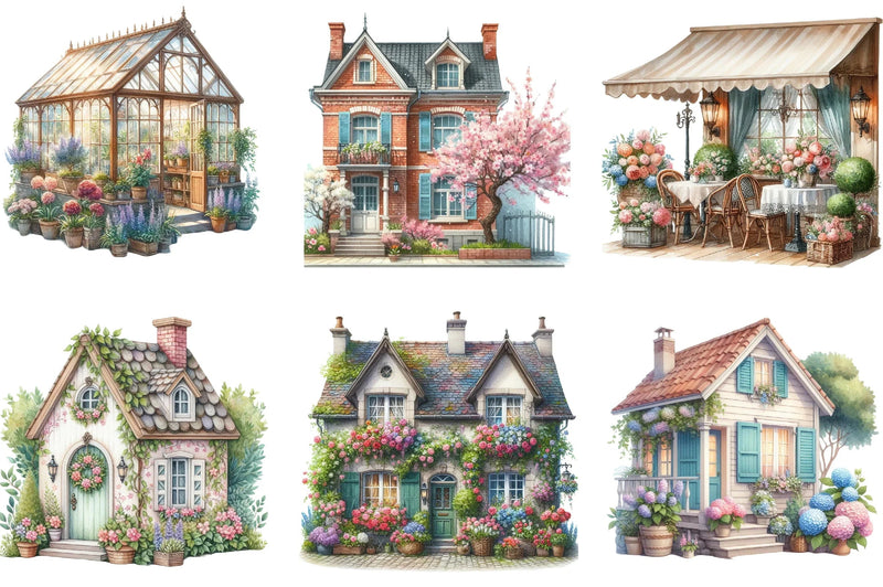 Spring House Clipart Bundle - CraftNest - Digital Crafting and Art