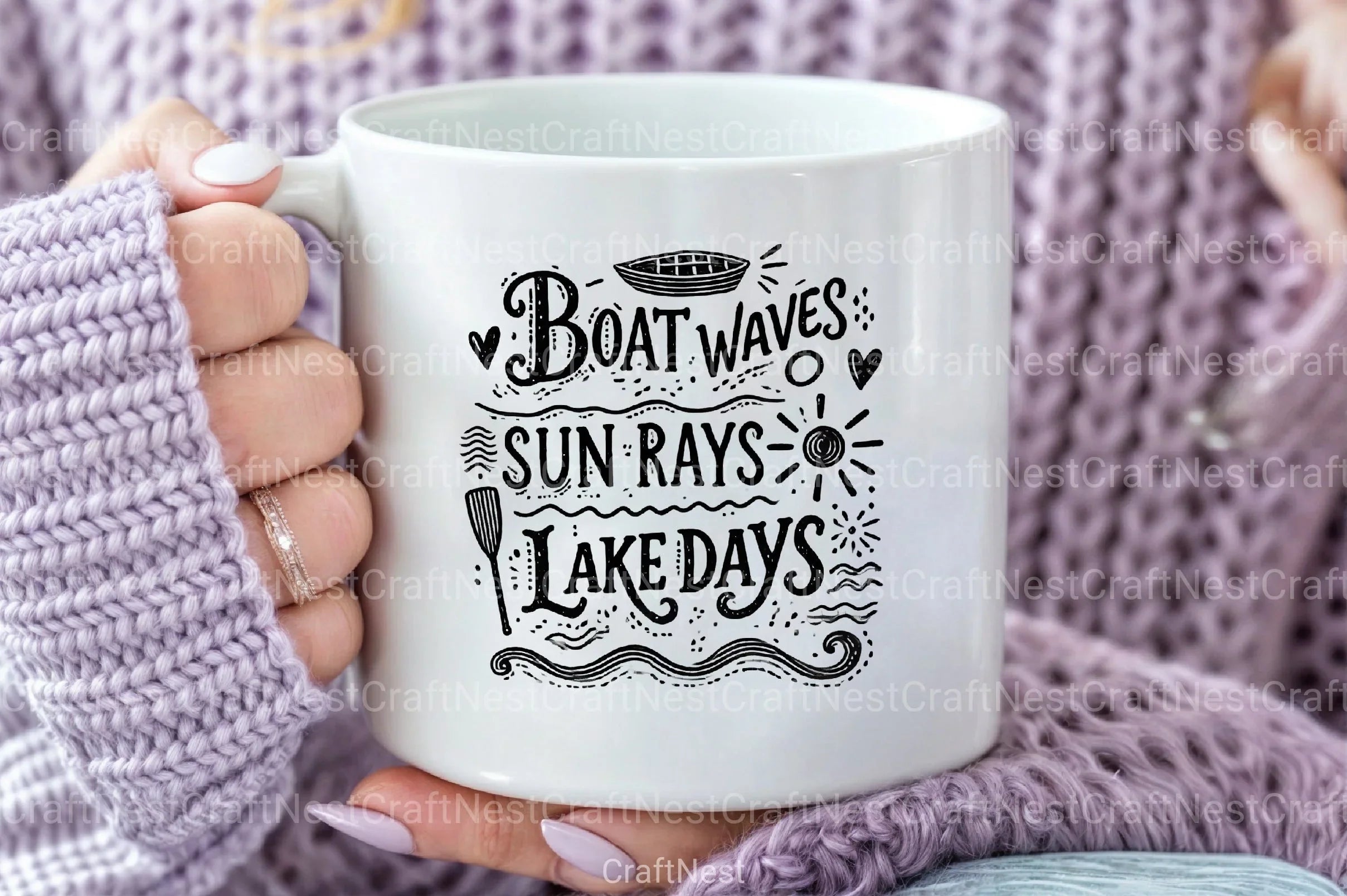 Summer Lake Days Boat Waves Sun Rays Clipart Bundle - CraftNest - Digital Crafting and Art