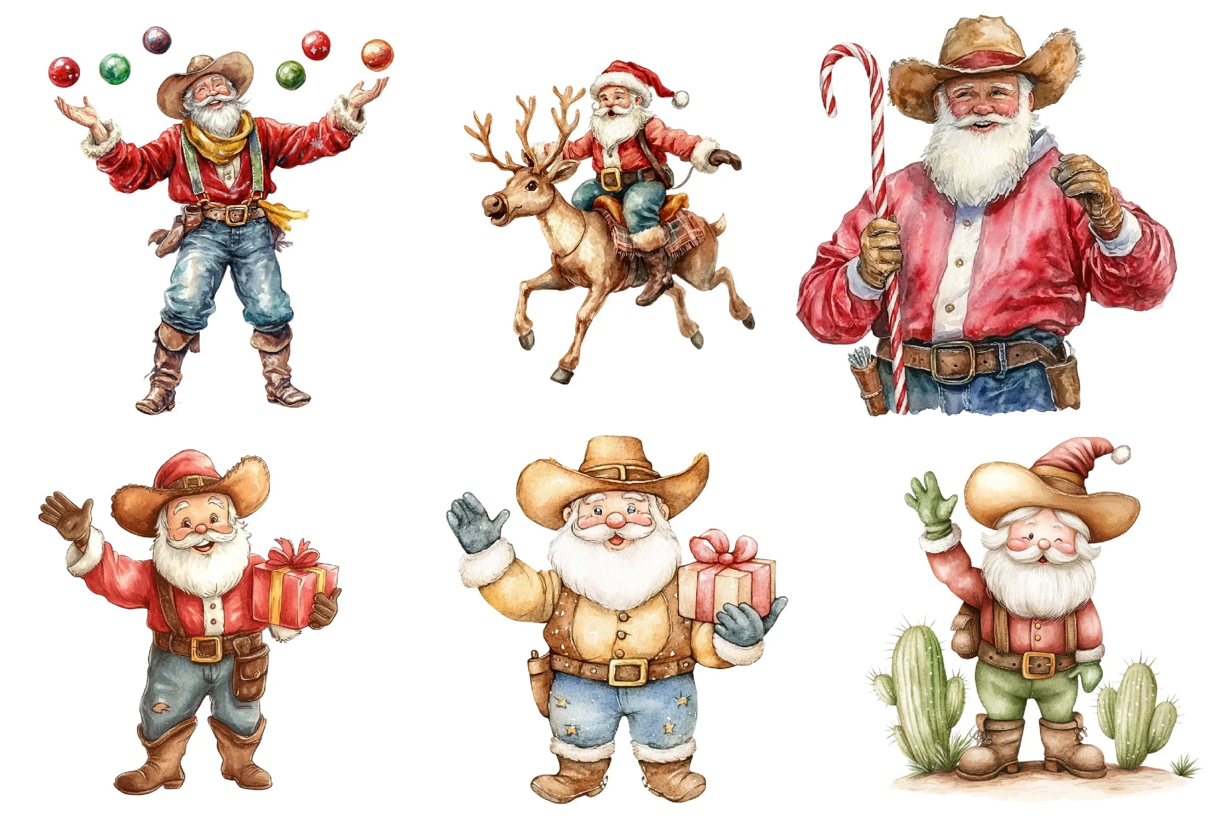 Funny Cowboy Santa Clipart Bundle - CraftNest - Digital Crafting and Art