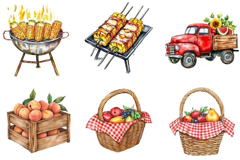 Happy Rustic Summer Clipart Bundle - CraftNest - Digital Crafting and Art