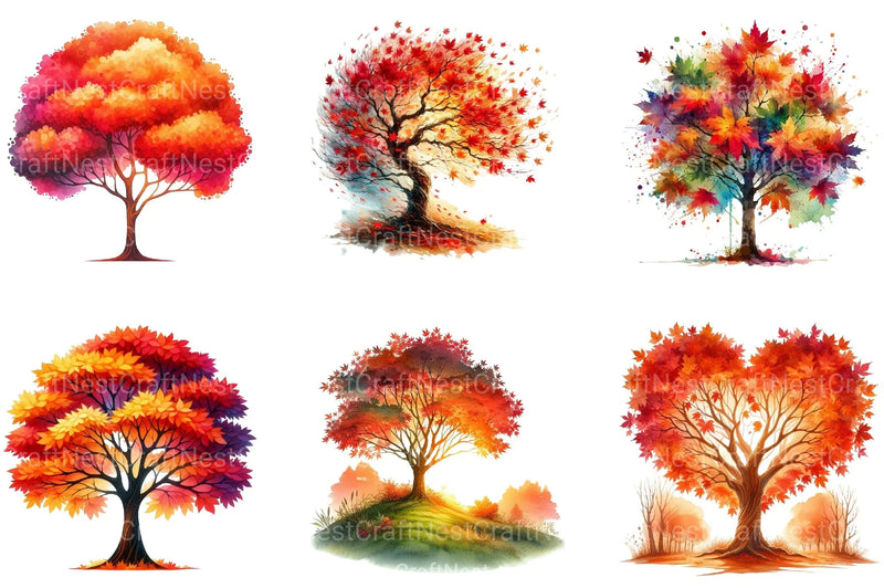 Autumn Maple Tree Clipart Bundle - CraftNest - Digital Crafting and Art