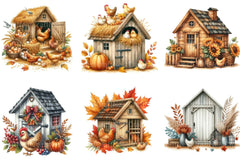 Autumn Chicken Coop Clipart Bundle 13 - CraftNest - Digital Crafting and Art