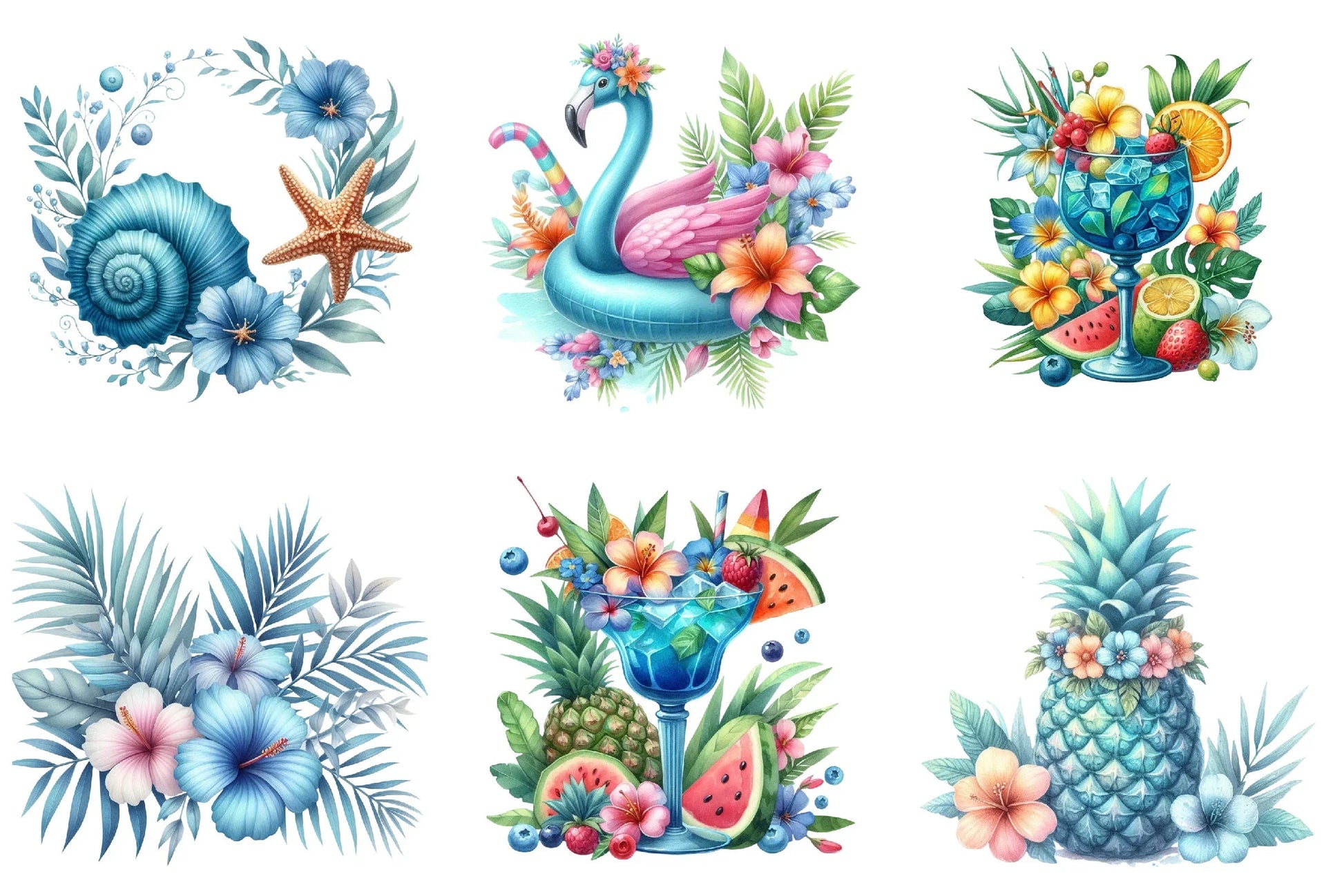 Blue Summer Clipart Bundle - CraftNest - Digital Crafting and Art