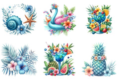 Blue Summer Clipart Bundle - CraftNest - Digital Crafting and Art