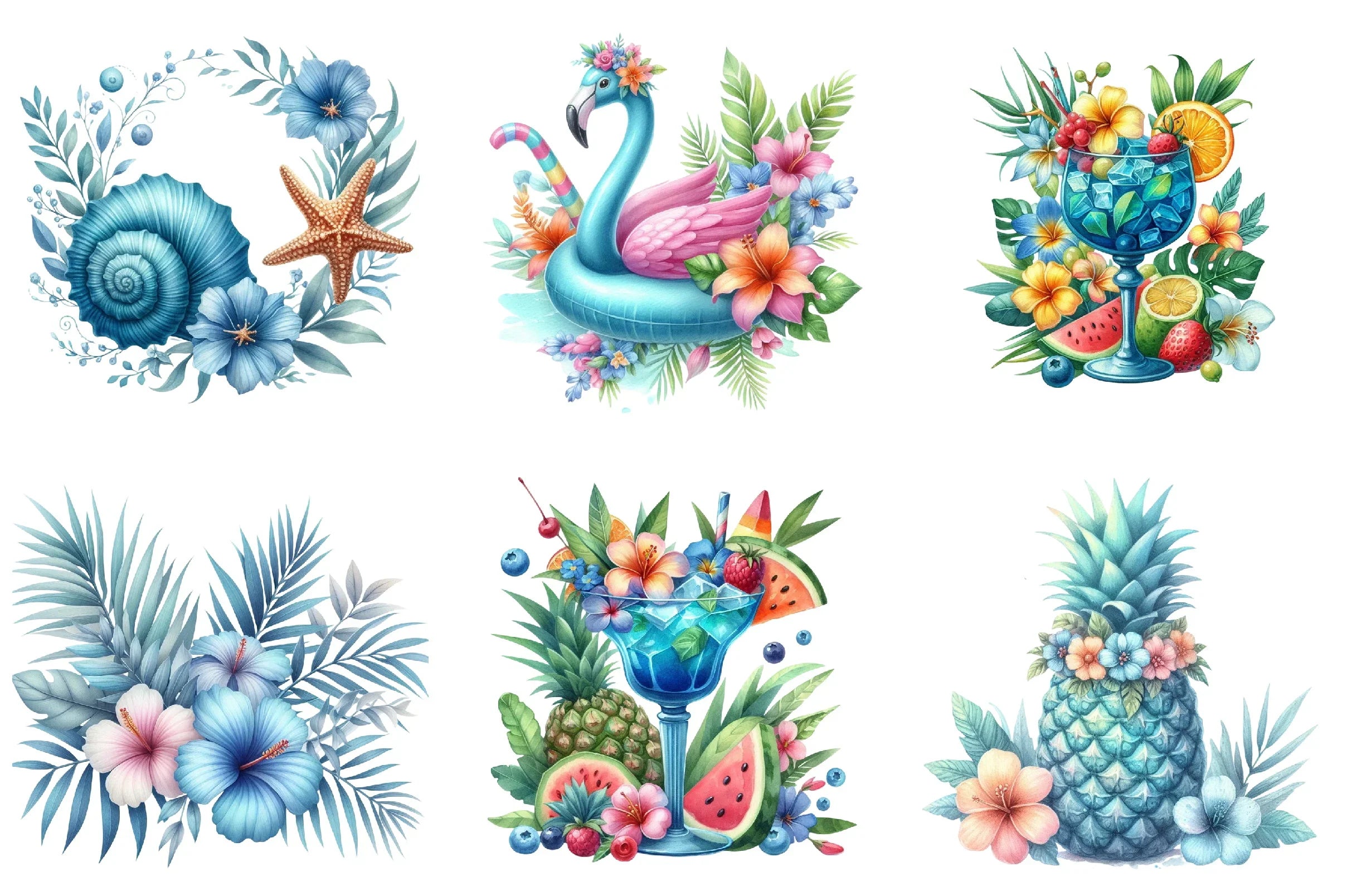 Blue Summer Clipart Bundle - CraftNest - Digital Crafting and Art