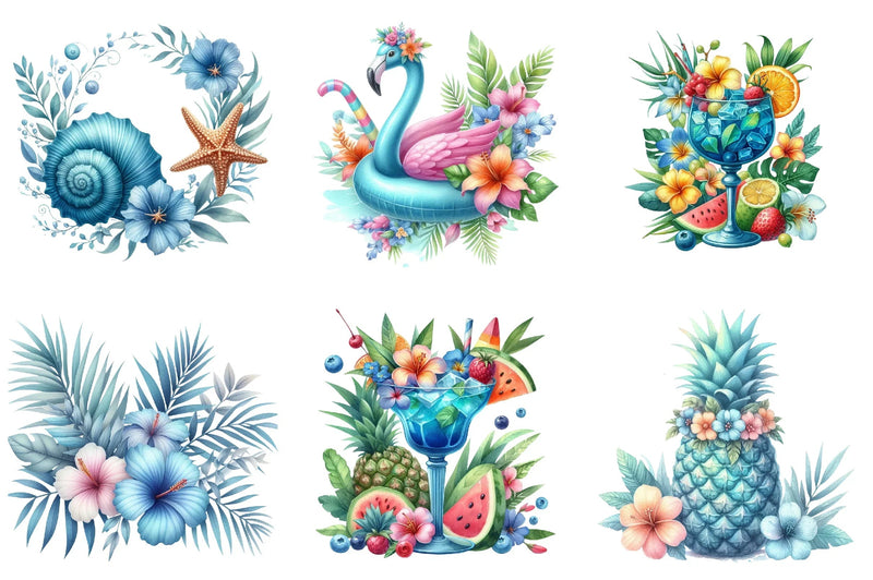 Blue Summer Clipart Bundle - CraftNest - Digital Crafting and Art