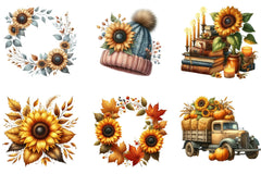 Sunflowers Autumn Clipart Bundle - CraftNest - Digital Crafting and Art