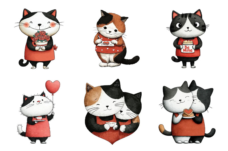 Quirky Valentine Cat Clipart Bundle - CraftNest - Digital Crafting and Art