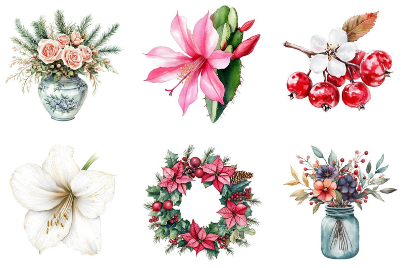 Christmas Flowers Design Clipart Bundle - CraftNest - Digital Crafting and Art