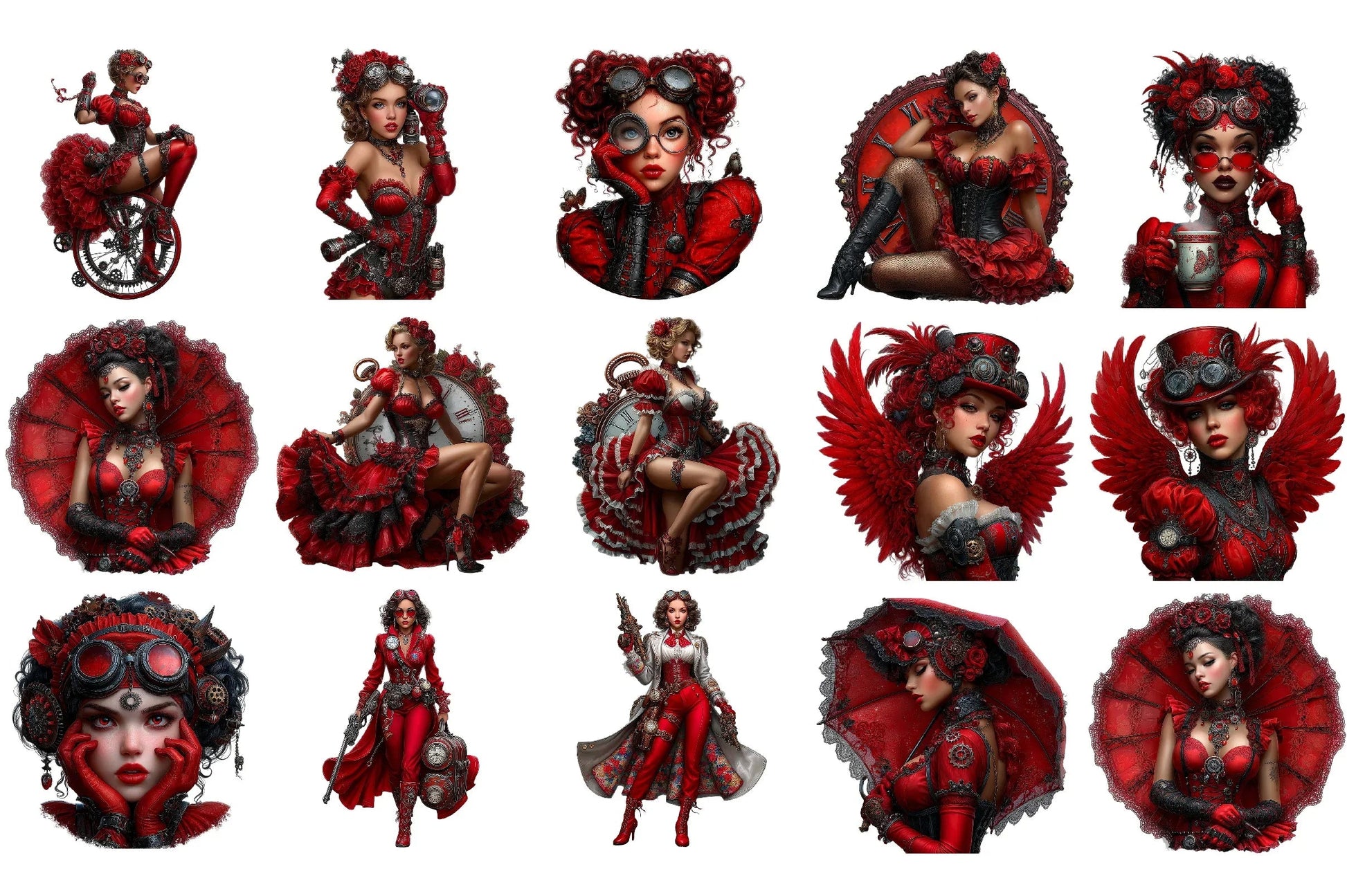 Gothic Steampunk Woman Clipart Bundle - CraftNest - Digital Crafting and Art