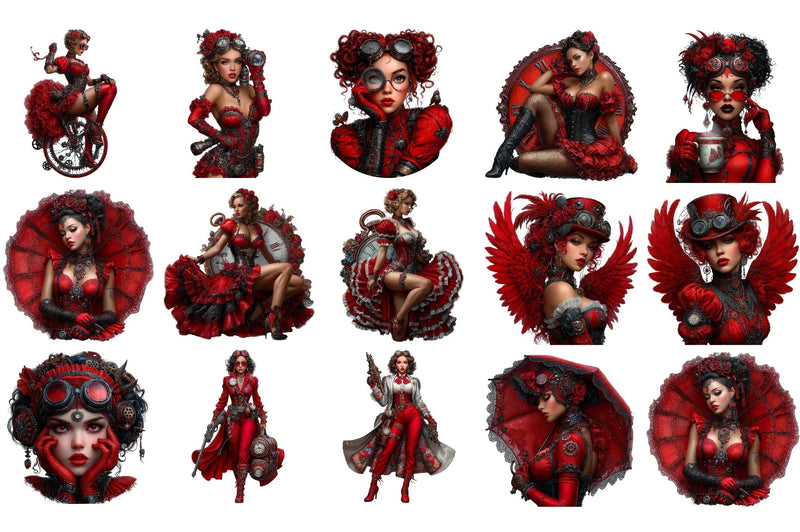 Gothic Steampunk Woman Clipart Bundle - CraftNest - Digital Crafting and Art