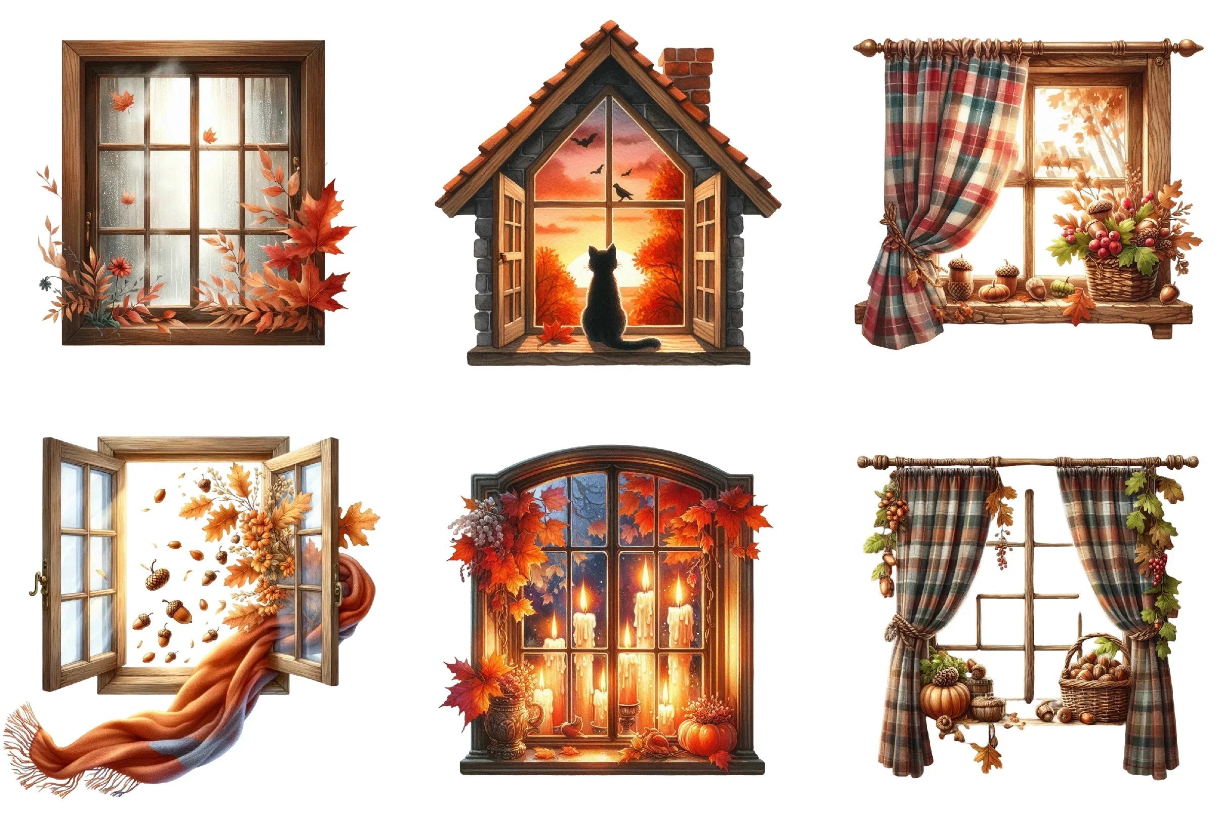 Autumn Window Clipart Bundle - CraftNest - Digital Crafting and Art