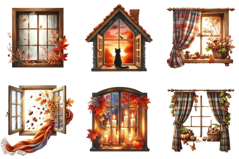 Autumn Window Clipart Bundle - CraftNest - Digital Crafting and Art