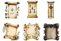 Vintage Medieval Scroll Clipart Bundle - CraftNest - Digital Crafting and Art
