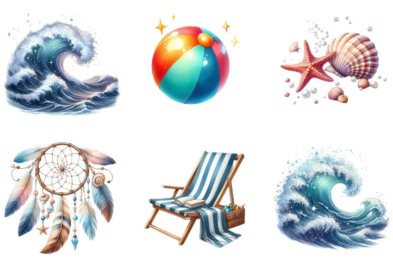Summer Beach Clipart Bundle - CraftNest - Digital Crafting and Art