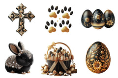 Glitter Luxury Black Easter Clipart Bundle - CraftNest - Digital Crafting and Art