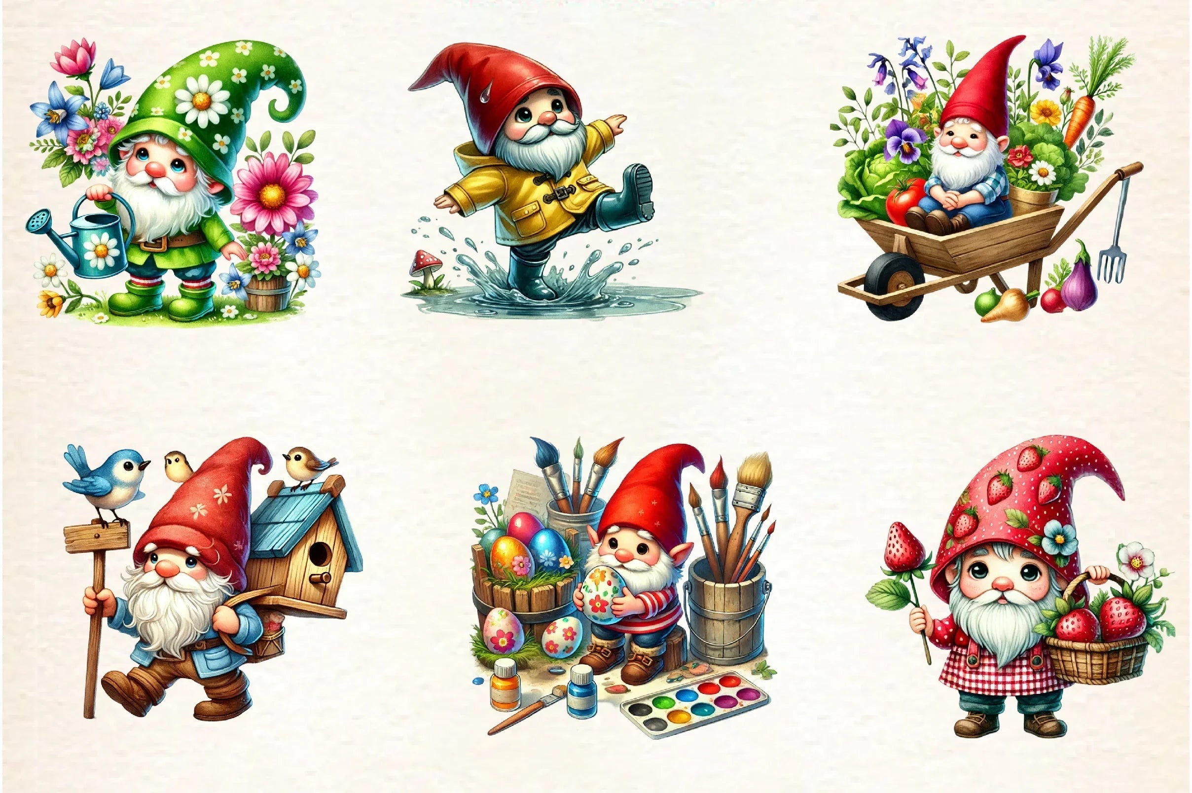 Spring Gnome Clipart Bundle - CraftNest - Digital Crafting and Art