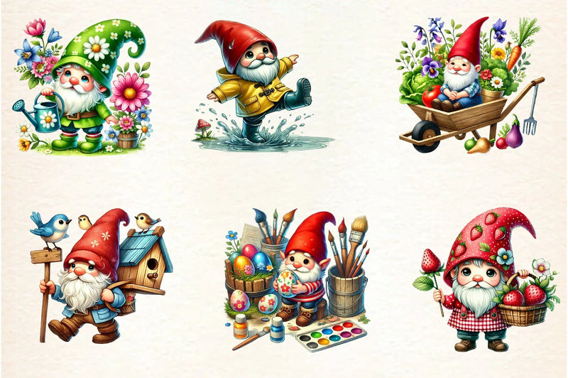 Spring Gnome Clipart Bundle - CraftNest - Digital Crafting and Art