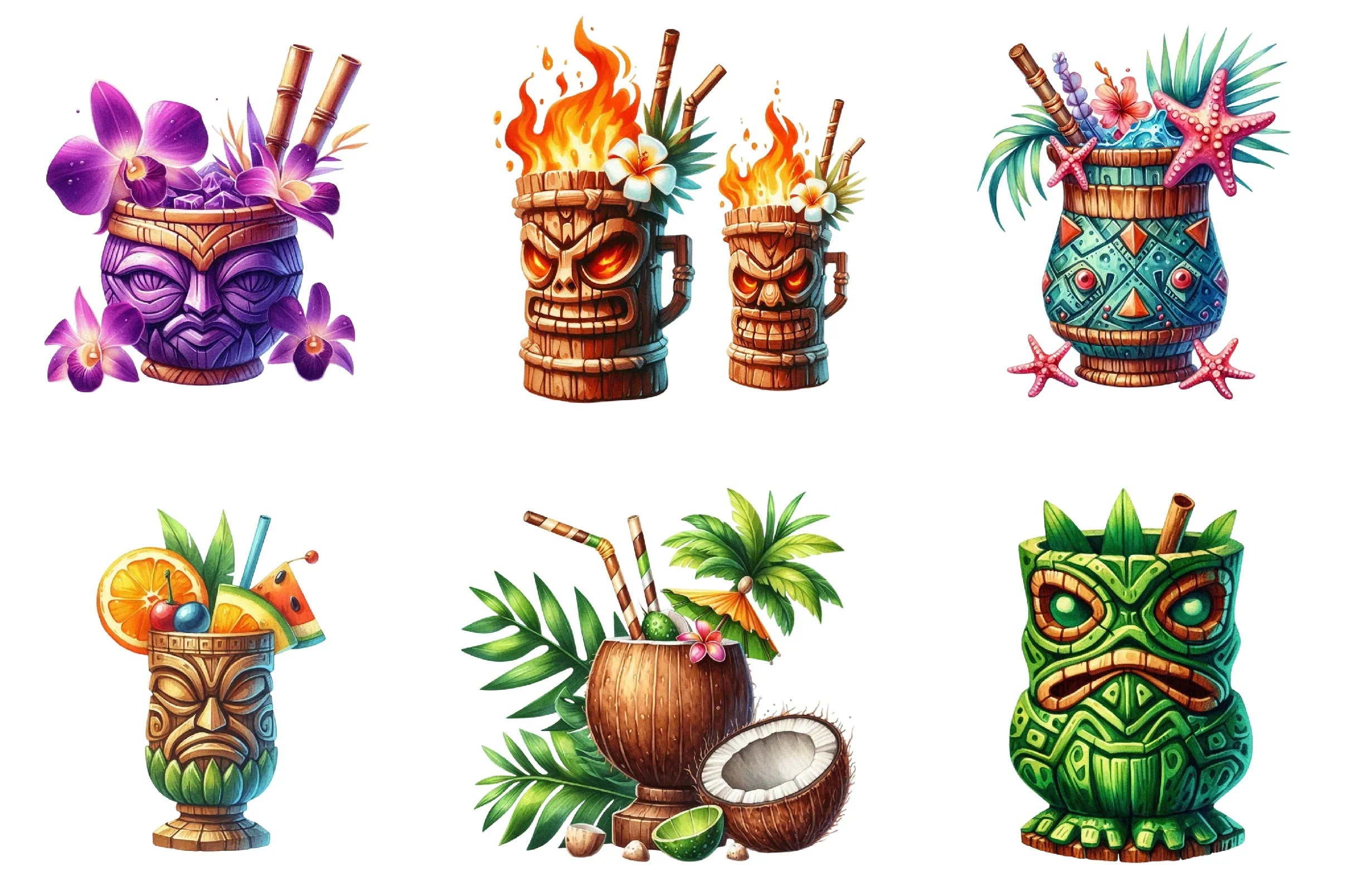 Tiki Cups Clipart Bundle - CraftNest - Digital Crafting and Art