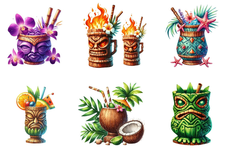 Tiki Cups Clipart Bundle - CraftNest - Digital Crafting and Art