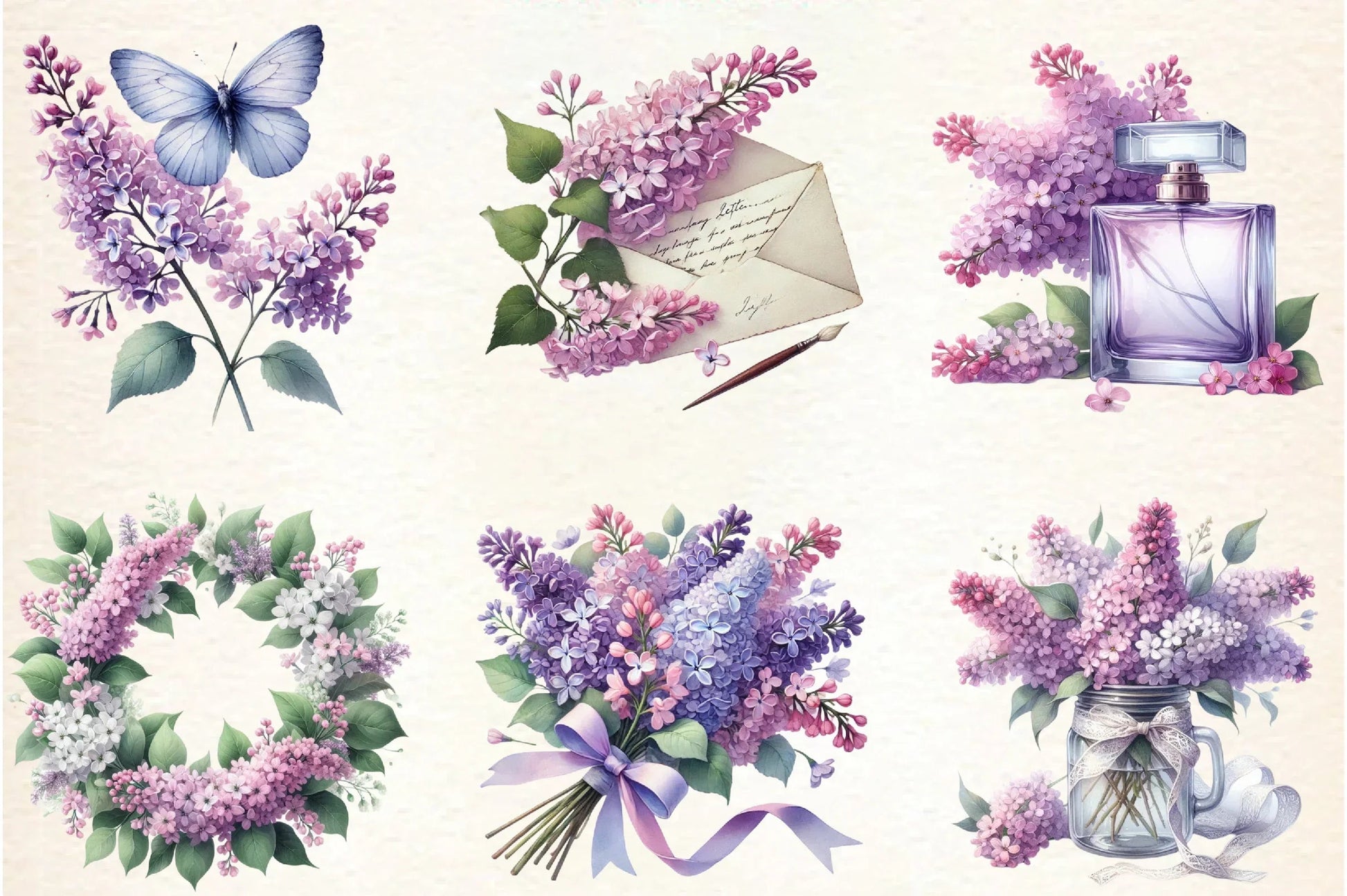 Spring Lilac Flower Clipart Bundle - CraftNest - Digital Crafting and Art