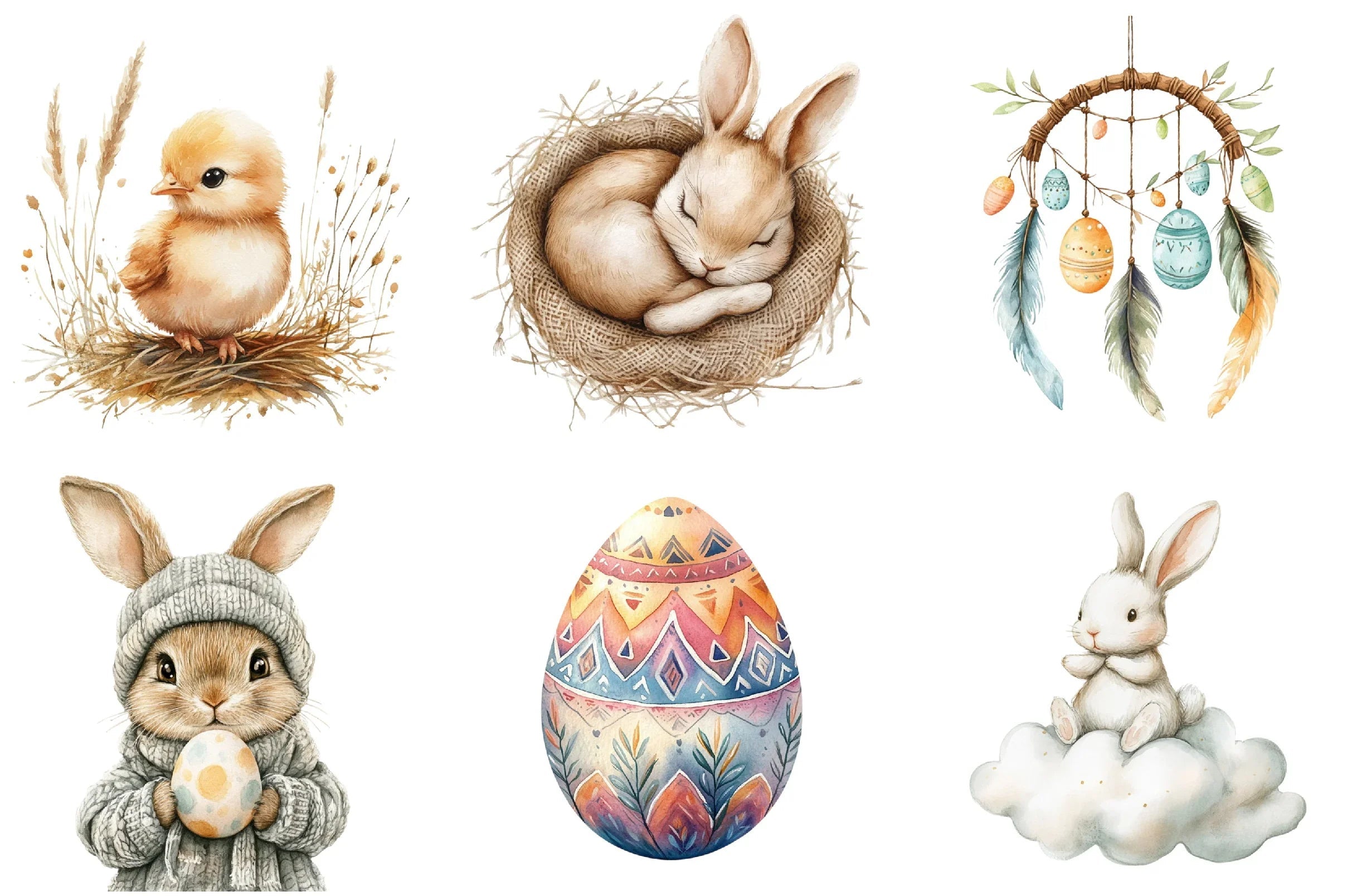 Boho Easter Clipart Bundle - CraftNest - Digital Crafting and Art