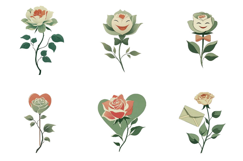 Quirky Valentine Rose Flower Clipart Bundle - CraftNest - Digital Crafting and Art