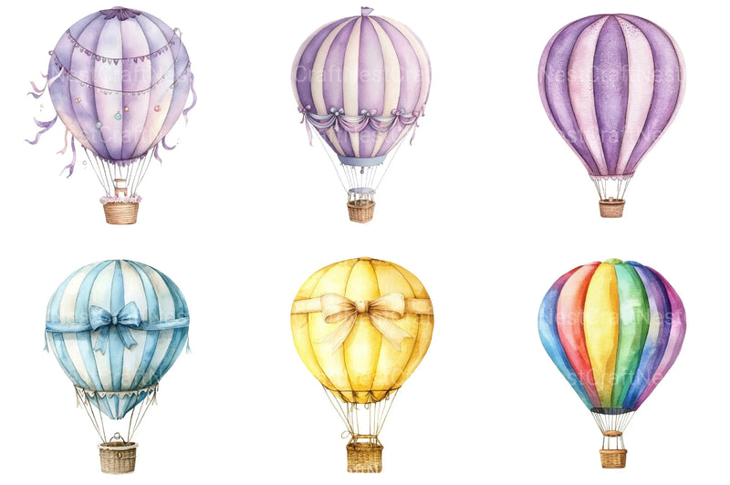Pastel Hot Air Balloons Clipart Bundle - CraftNest - Digital Crafting and Art