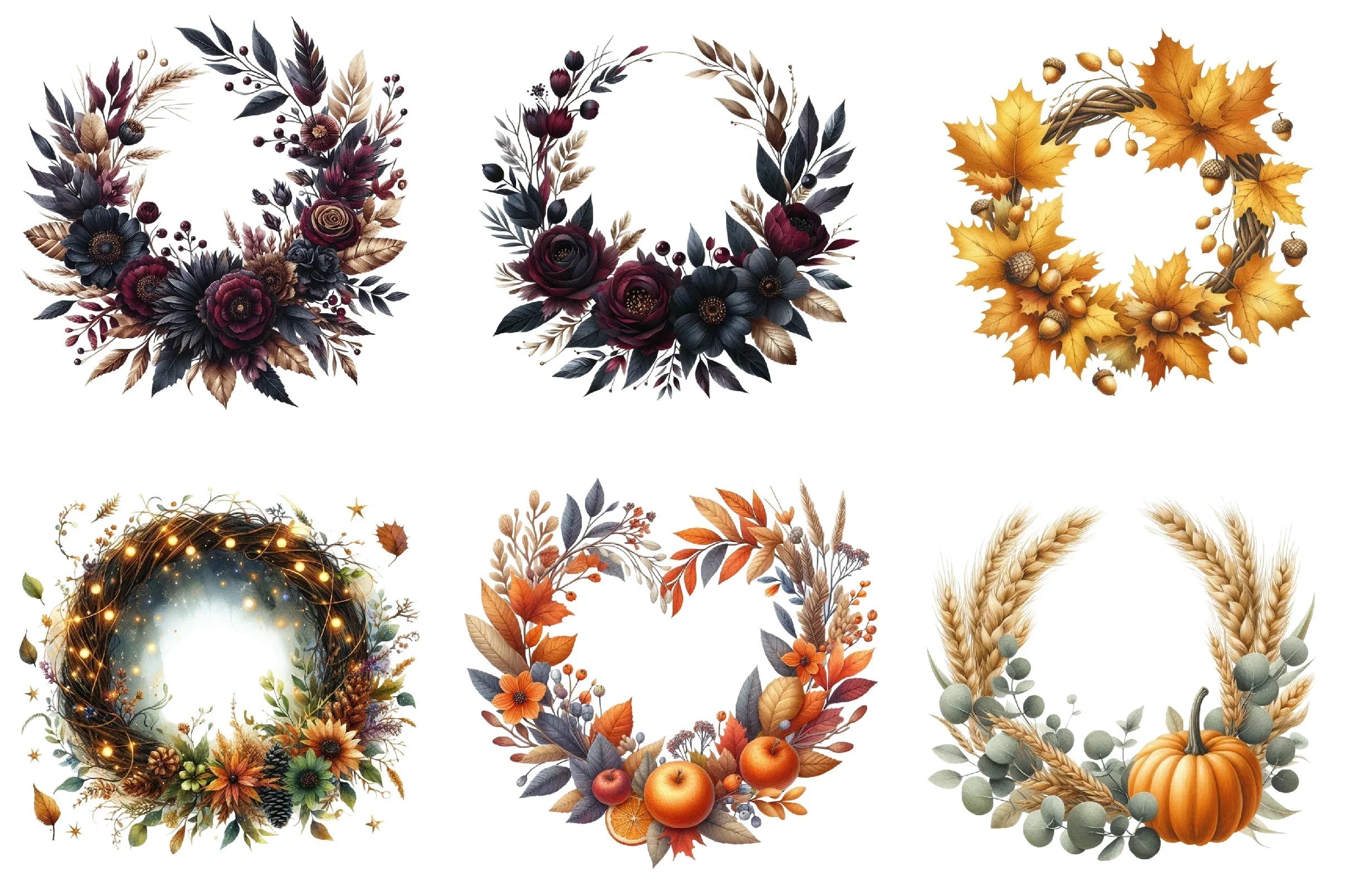 Autumn Wreath Clipart Bundle - CraftNest - Digital Crafting and Art