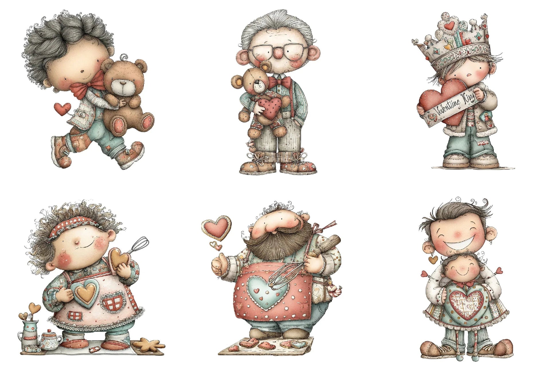 Whimsical Valentine Father Clipart Bundle - CraftNest - Digital Crafting and Art