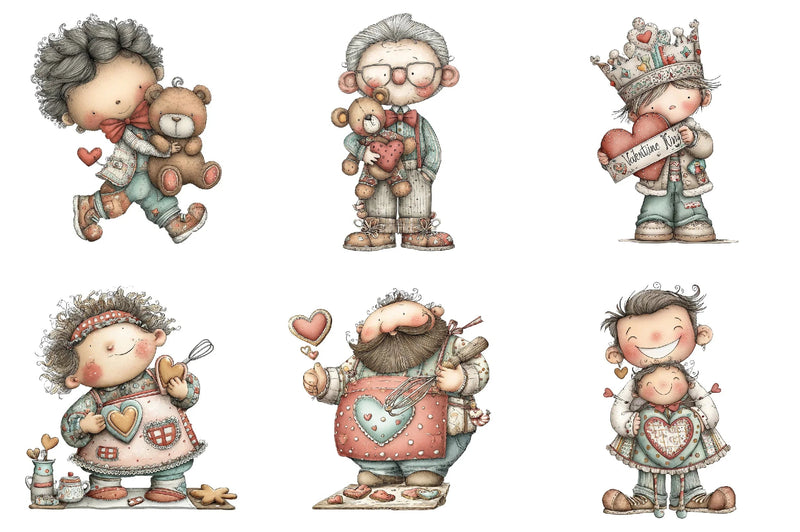 Whimsical Valentine Father Clipart Bundle - CraftNest - Digital Crafting and Art