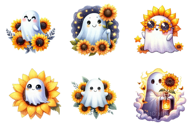 Sunflower Star Ghost Halloween Clipart Bundle - CraftNest - Digital Crafting and Art