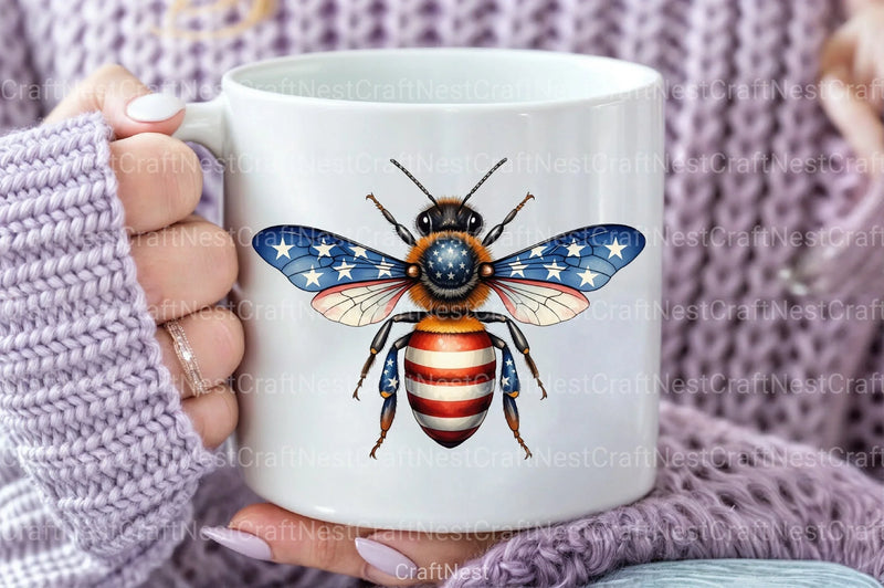 Patriotic Bee Independence Day American Clipart Bundle - CraftNest - Digital Crafting and Art