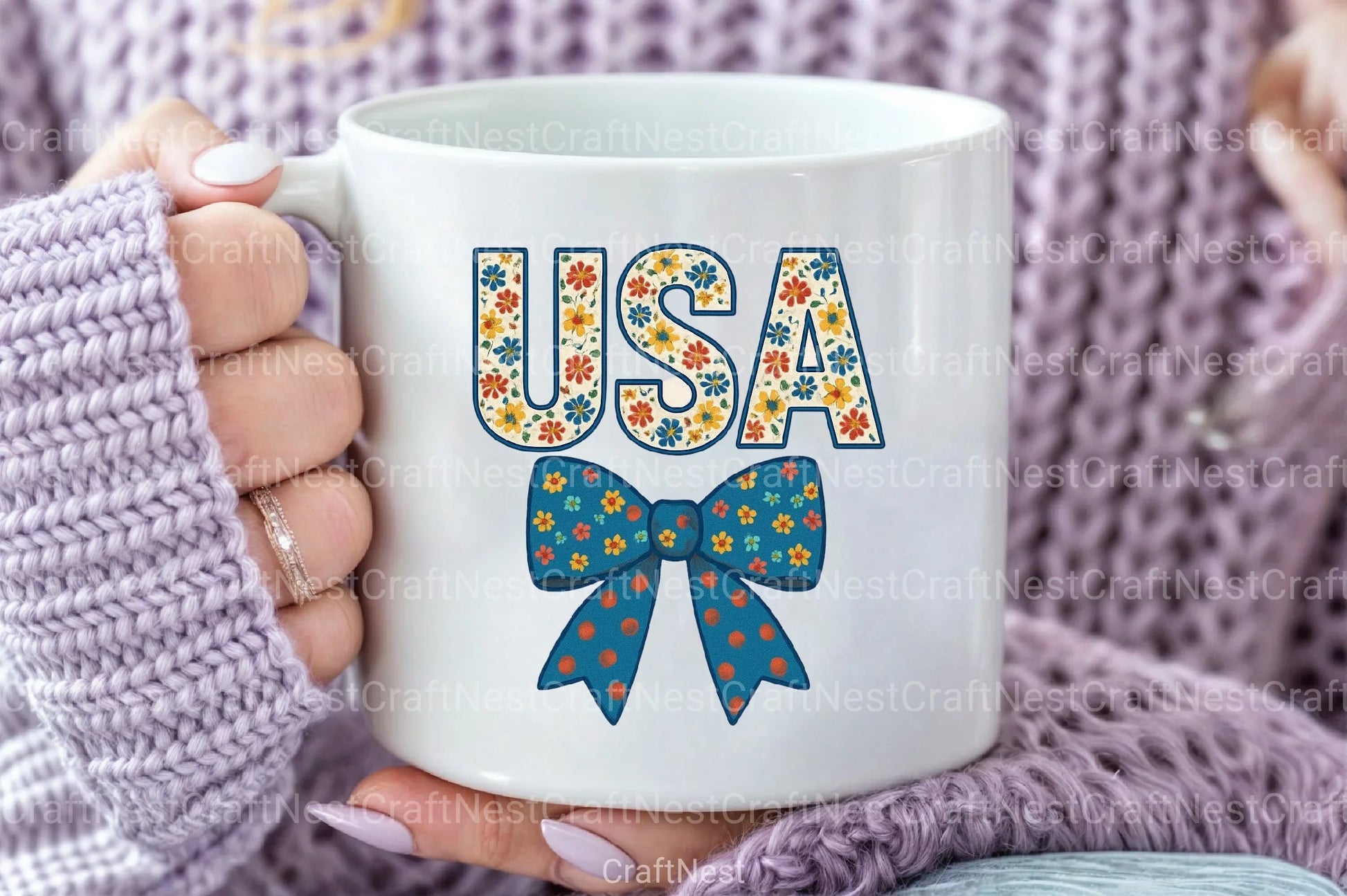 USA 4th of July Coquette Bow Flowers Clipart Bundle - CraftNest - Digital Crafting and Art