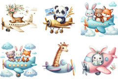 Airplane Cute Animals Clipart Bundle - CraftNest - Digital Crafting and Art