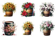 Floral Barrel Clipart Bundle - CraftNest - Digital Crafting and Art