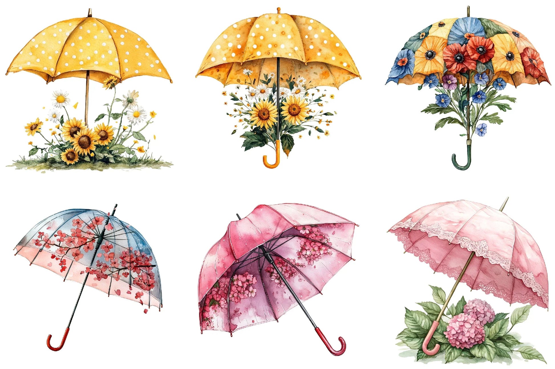 Floral Umbrella Clipart Bundle - CraftNest - Digital Crafting and Art