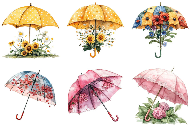 Floral Umbrella Clipart Bundle - CraftNest - Digital Crafting and Art