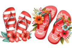 Retro Summer Flip Flops Clipart Bundle - CraftNest - Digital Crafting and Art