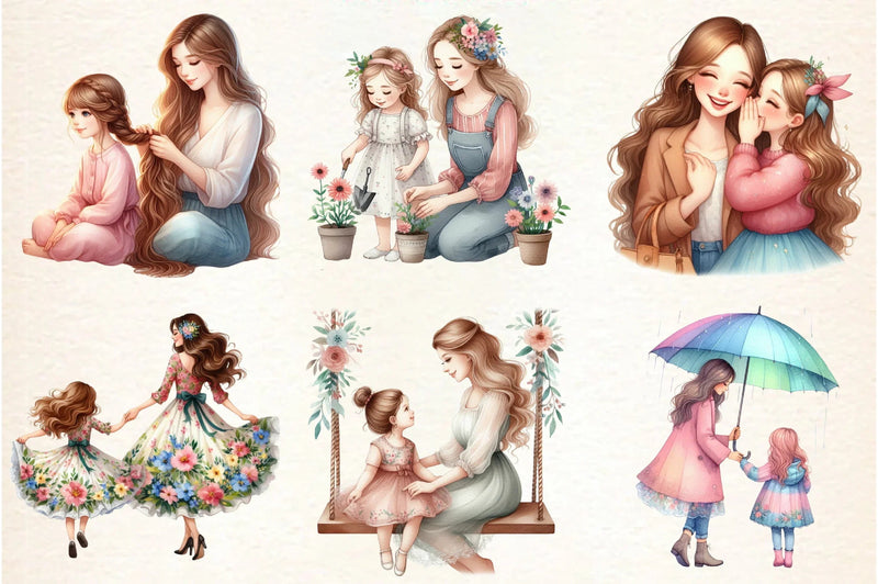Mother's Day Girl Clipart Bundle - CraftNest - Digital Crafting and Art