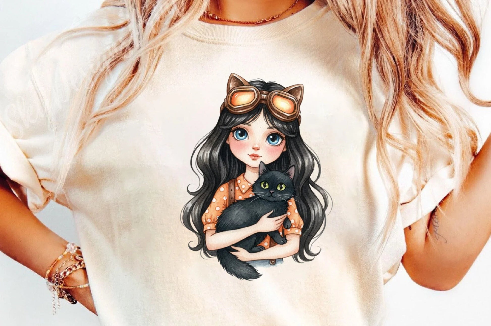 Quirky Girl with Cat Clipart Bundle - CraftNest - Digital Crafting and Art