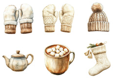 Cozy Neutral Winter Clipart Bundle - CraftNest - Digital Crafting and Art