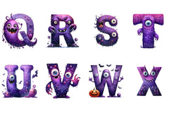 Purple Halloween Monster Alphabet Clipart Bundle - CraftNest - Digital Crafting and Art