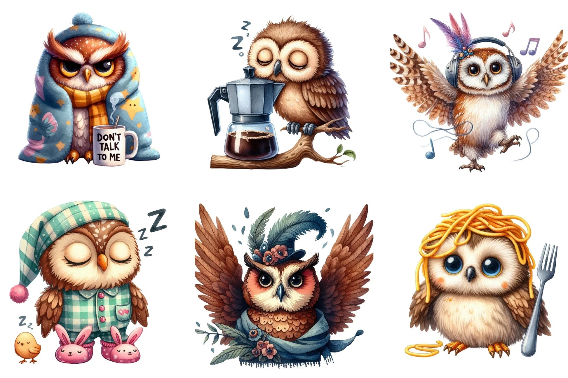 Funny Owl Clipart Bundle - CraftNest - Digital Crafting and Art