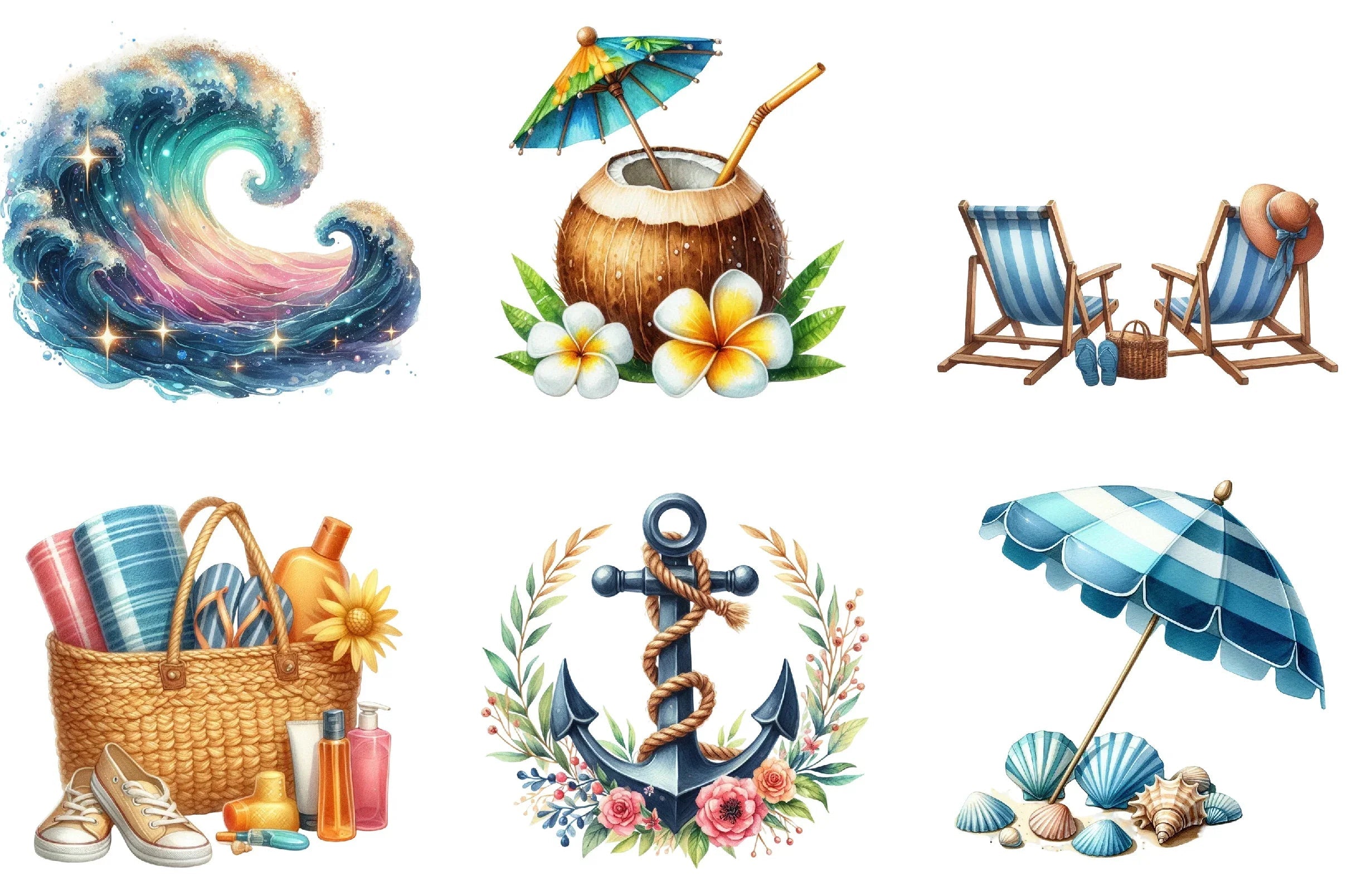 Coastal Summer Clipart Bundle - CraftNest - Digital Crafting and Art