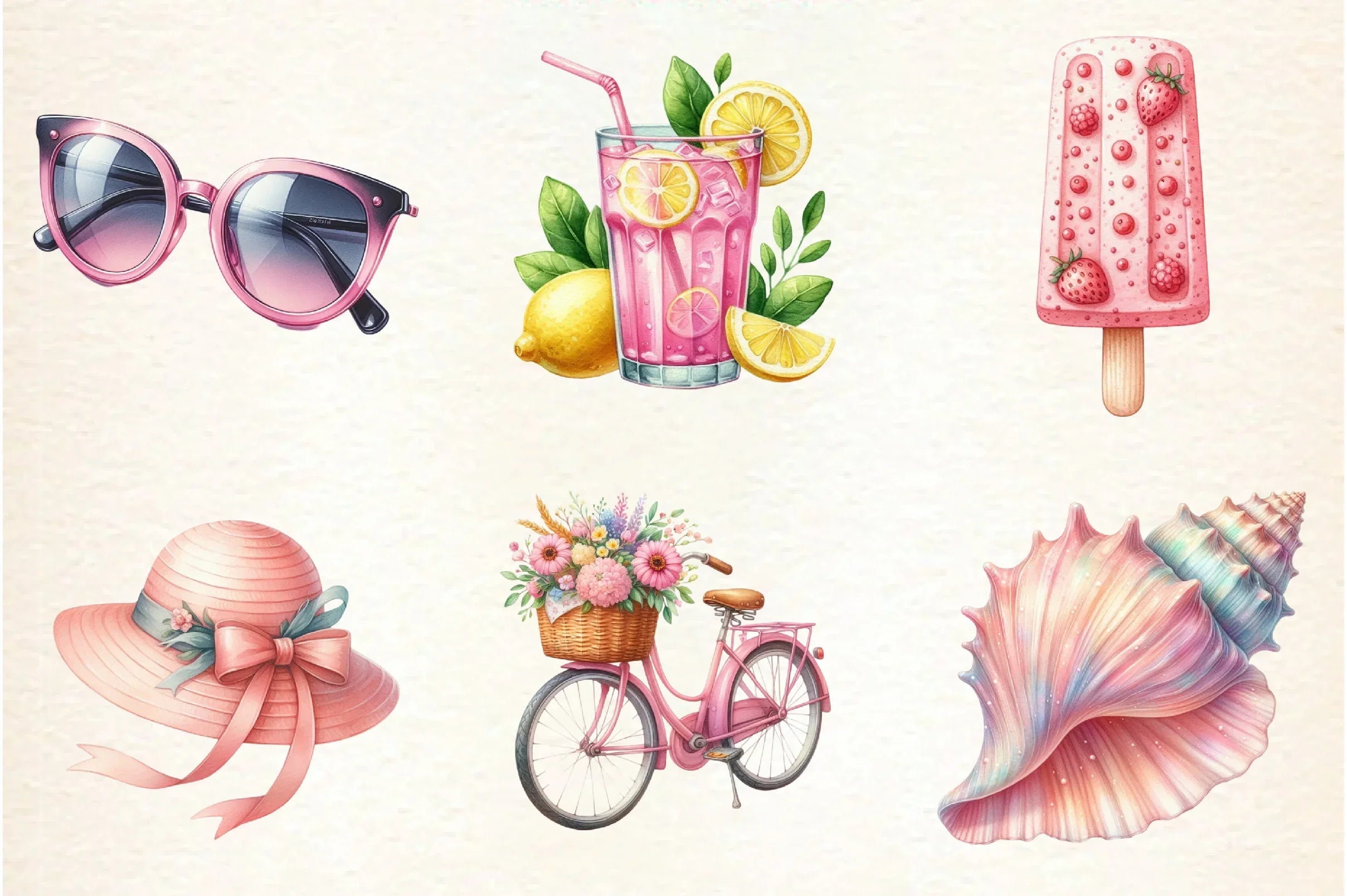 Pink Summer Clipart Bundle - CraftNest - Digital Crafting and Art