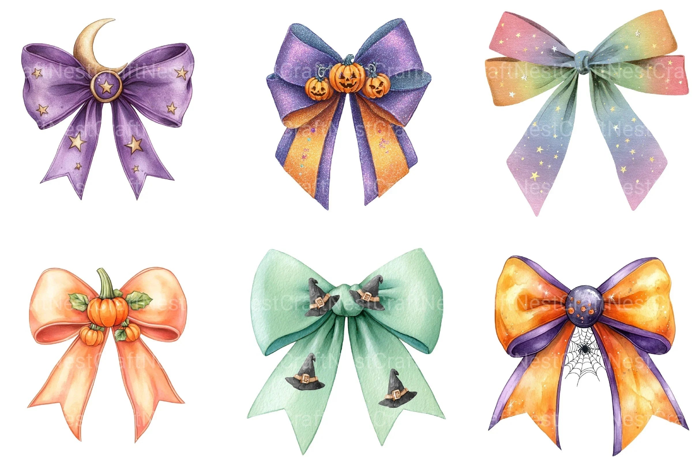 Halloween Coquette Bow Clipart Bundle 24 - CraftNest - Digital Crafting and Art