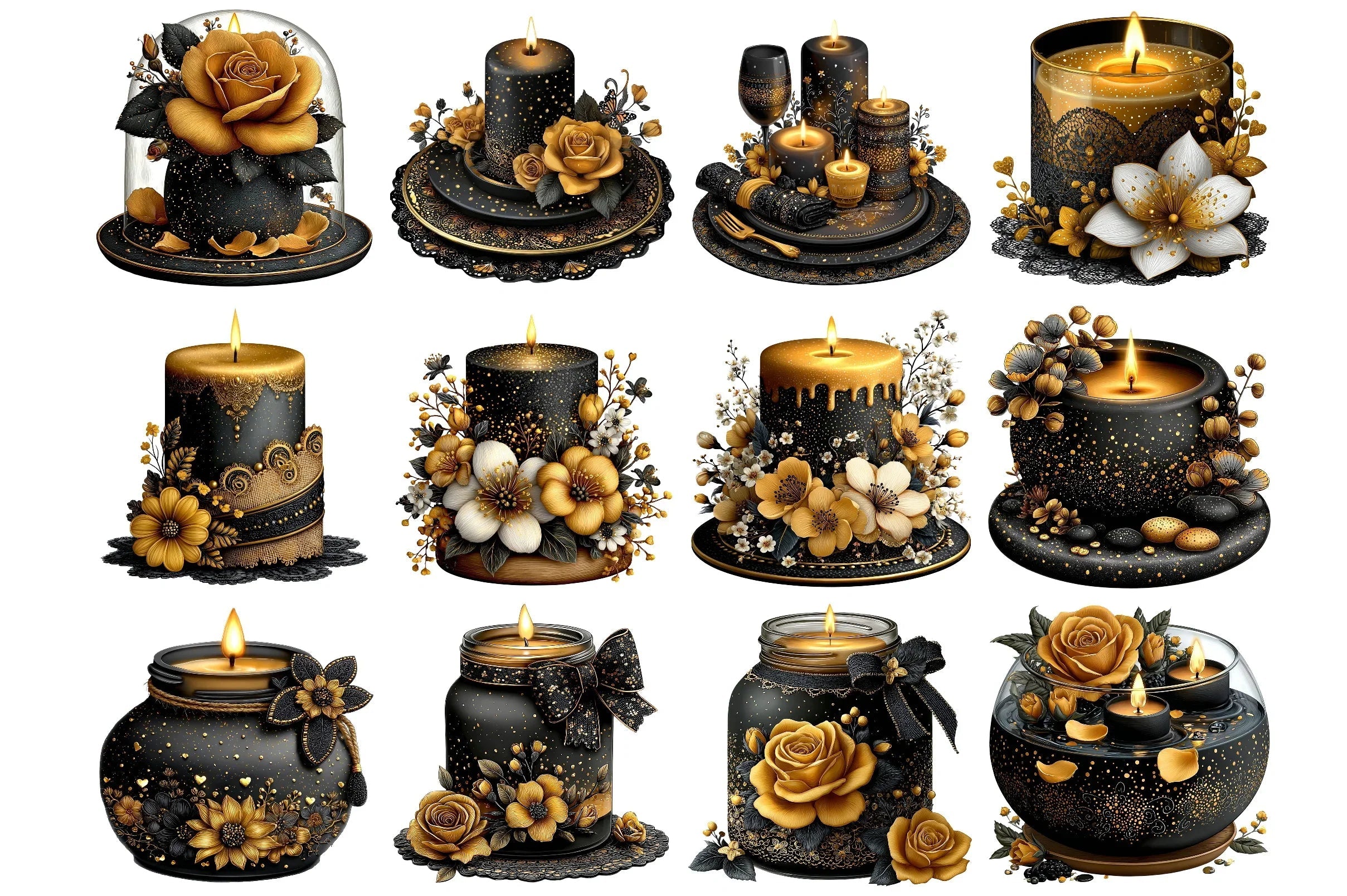 Elegant Candle Decor Clipart Bundle - CraftNest - Digital Crafting and Art
