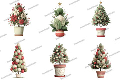 Cute Christmas Topiaries Tree Clipart Bundle - CraftNest - Digital Crafting and Art